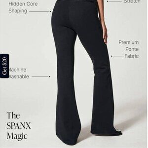 NWT Spanx High-Rise Ponte Flare Pants – Size L, Black, Pull-On Style
